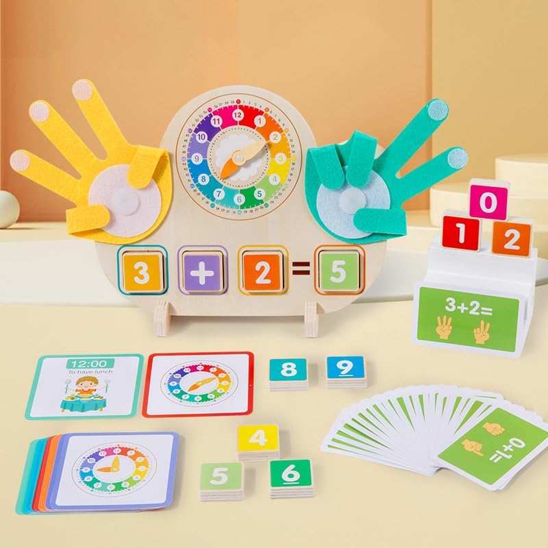 Capstro Wooden Math Learning Toy Set for Kids | Counting, Arithmetic & Early Number Skills | Hands-On Montessori-Style Educational Board for Preschool Learning – Teaching Clock & Finger Counting Board - Image 1